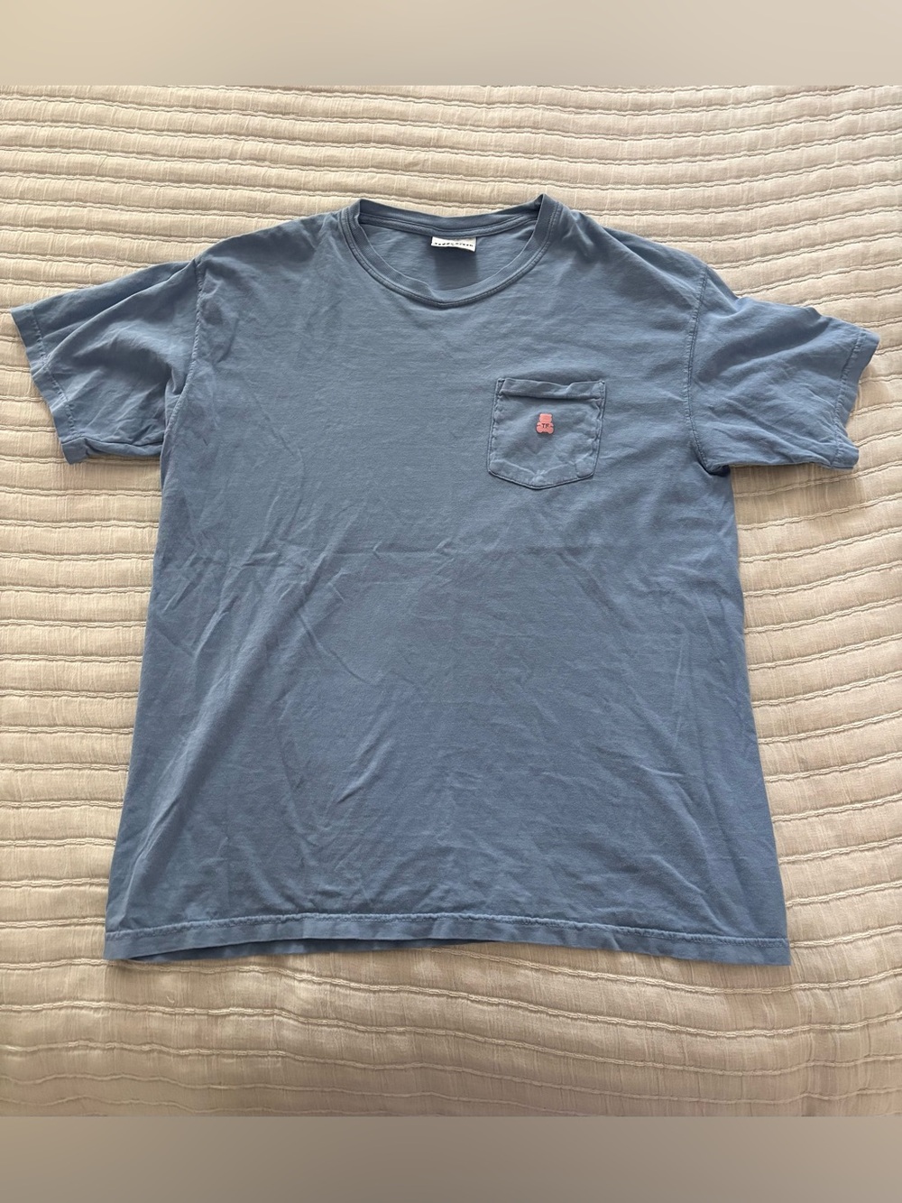 Teddy Fresh Pocket T-Shirt Crewneck Short Sleeve Blue Pink Teddy Size Large